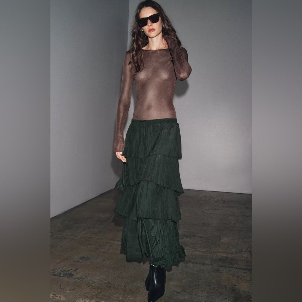 ZARA BOHO RUFFLED MIDI SKIRT ZW COLLECTION - Picture 4 of 10